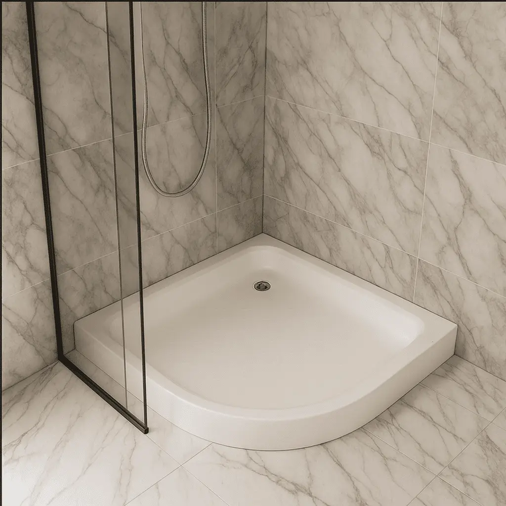 Base de ducha cuadrada curva con antiderrapante de 86.5x86.5x15 cm 